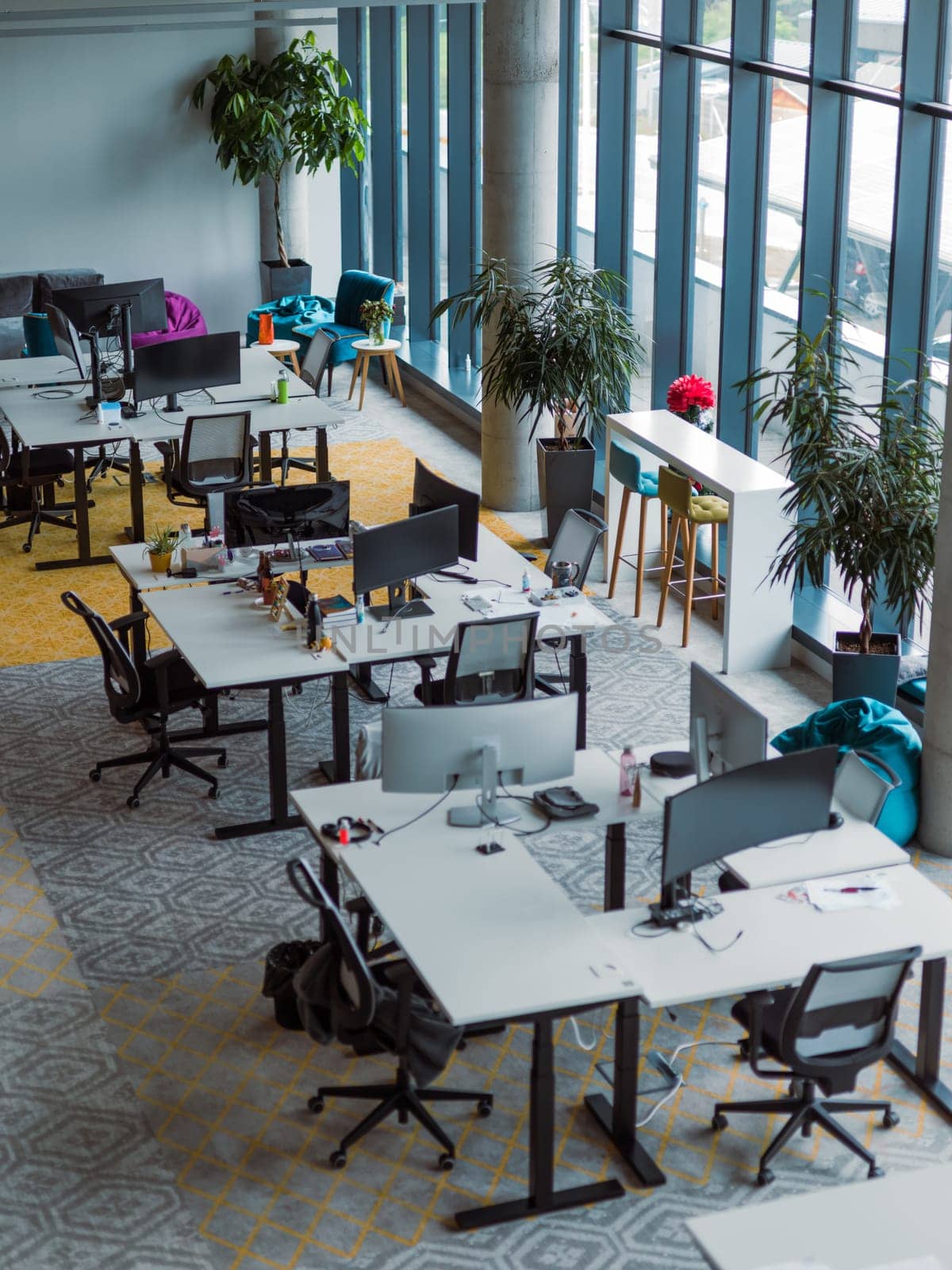 Empty modern glass startup office the space exudes a sleek and innovative atmosphere, ready to be filled with the potential of entrepreneurial endeavors.