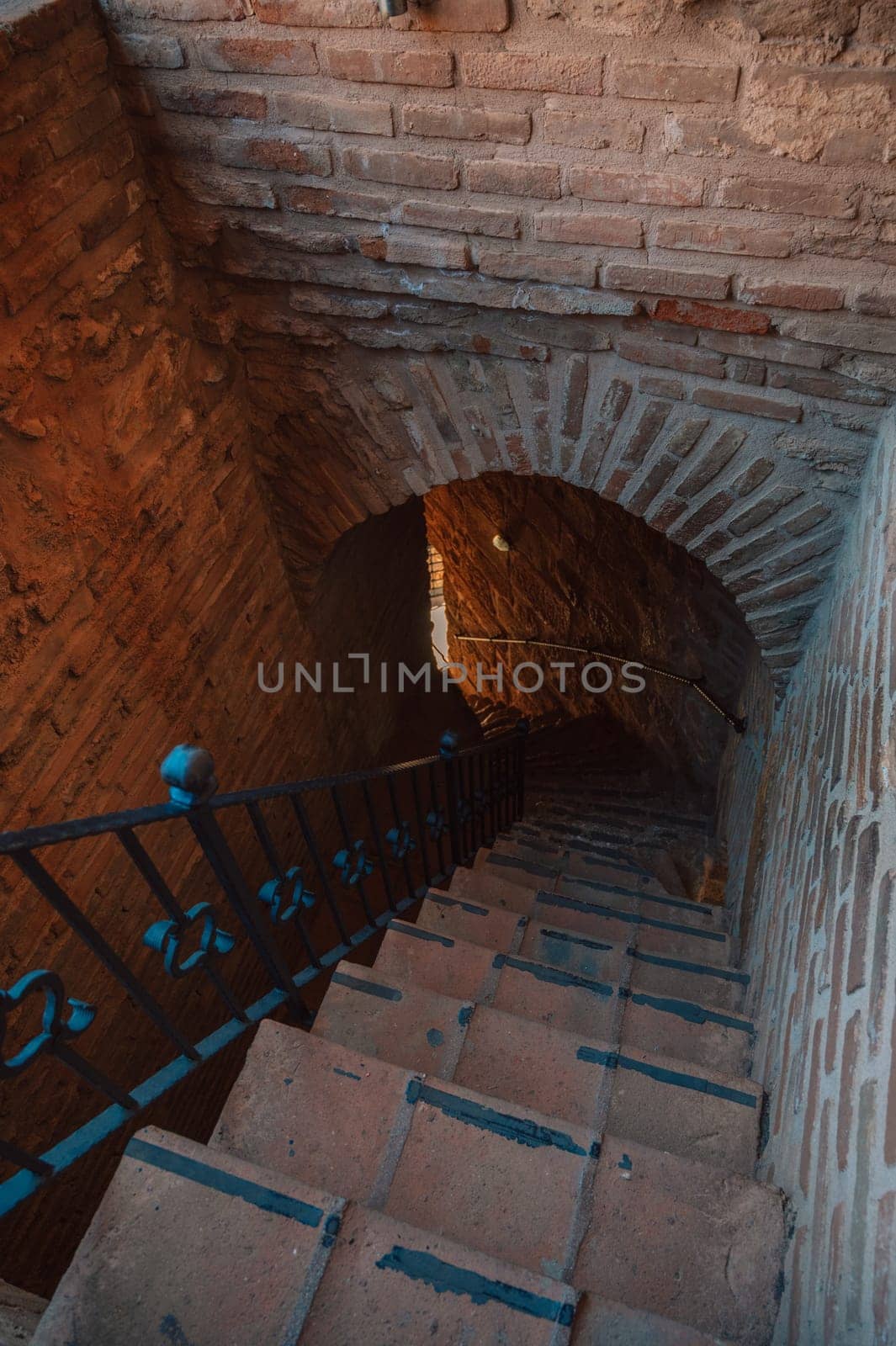 Upper part of the historical Red Tower - Kizil Kule, in Alanya Castle. The Red Tower is the symbol of the Alanya city, and the famous touristic place, Turkey (Turkiye).