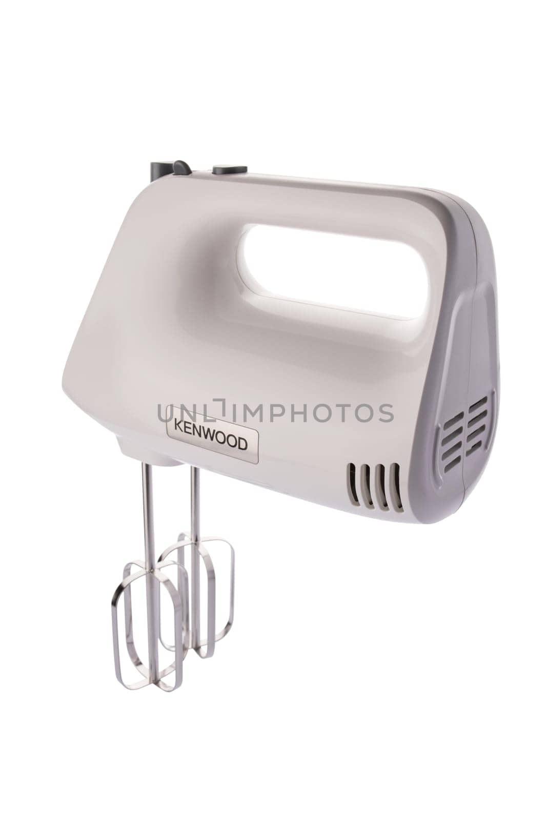 Electrical hand mixer isolated on a white background. Kitchen appliances for cooking