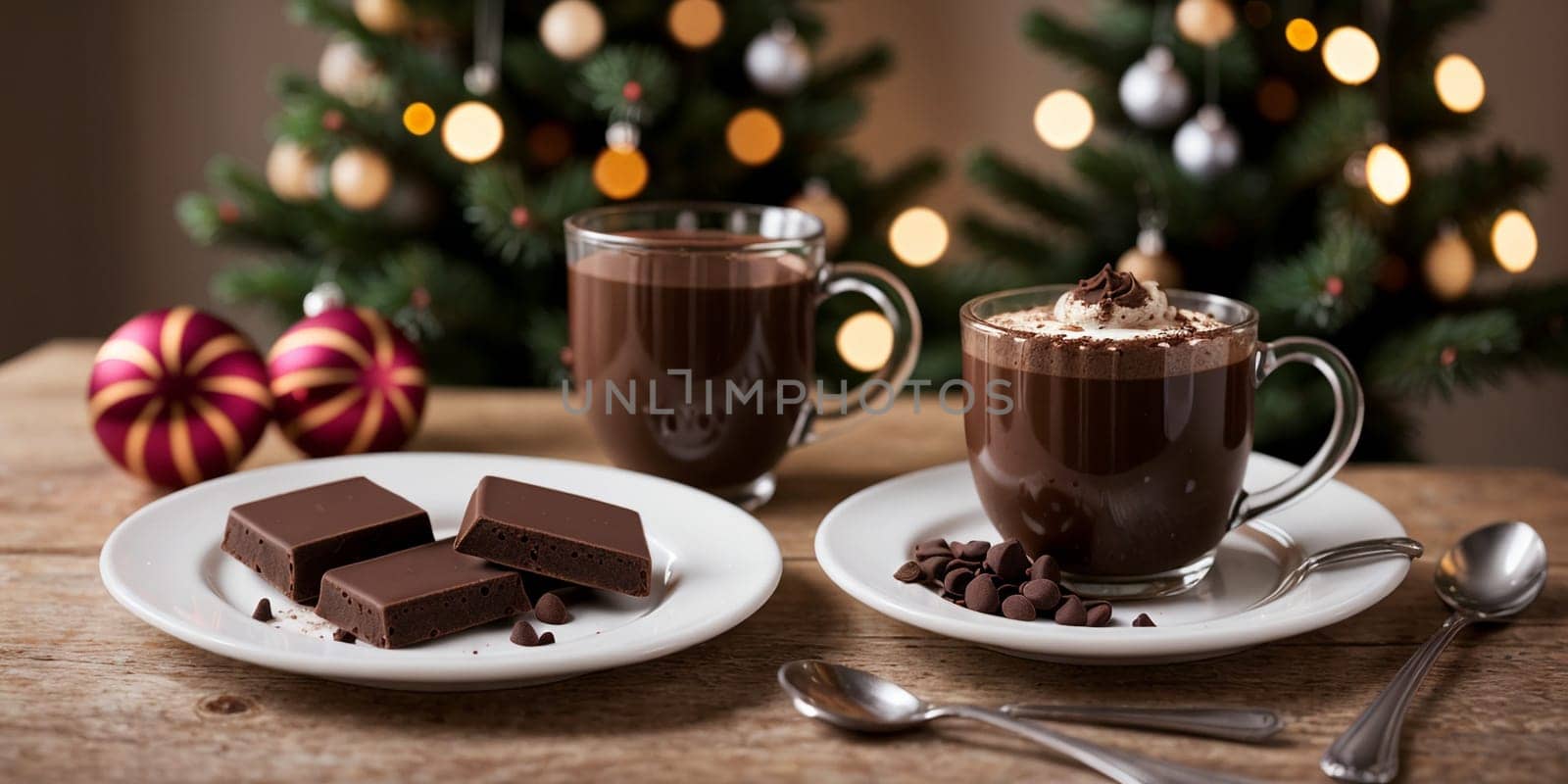 A mug of hot Christmas chocolate or coffee. High quality illustration
