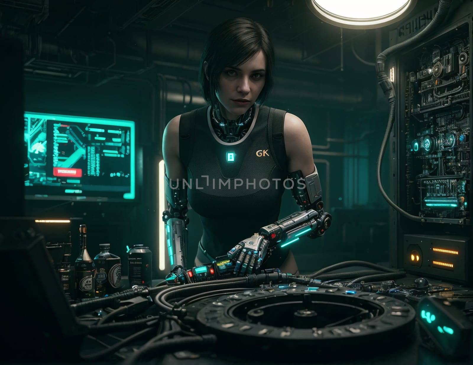 A beautiful girl in the style of Sky fi and cyberpunk by NeuroSky
