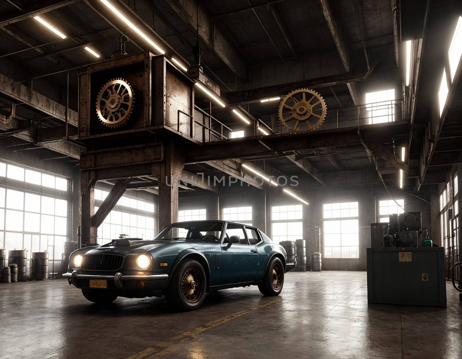 Car at the factory. High quality illustration
