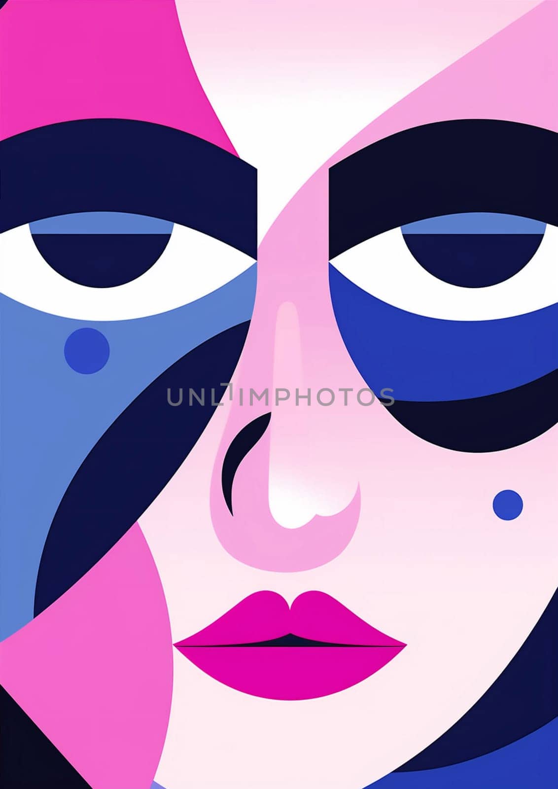 man woman isolated element modern facial poster abstract fashion graphic silhouette design creative woman portrait design cubist illustration geometric print abstract face cubism. Generative AI.