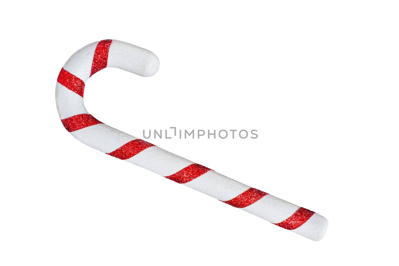 Christmas artificial red candy cane isolated on white background