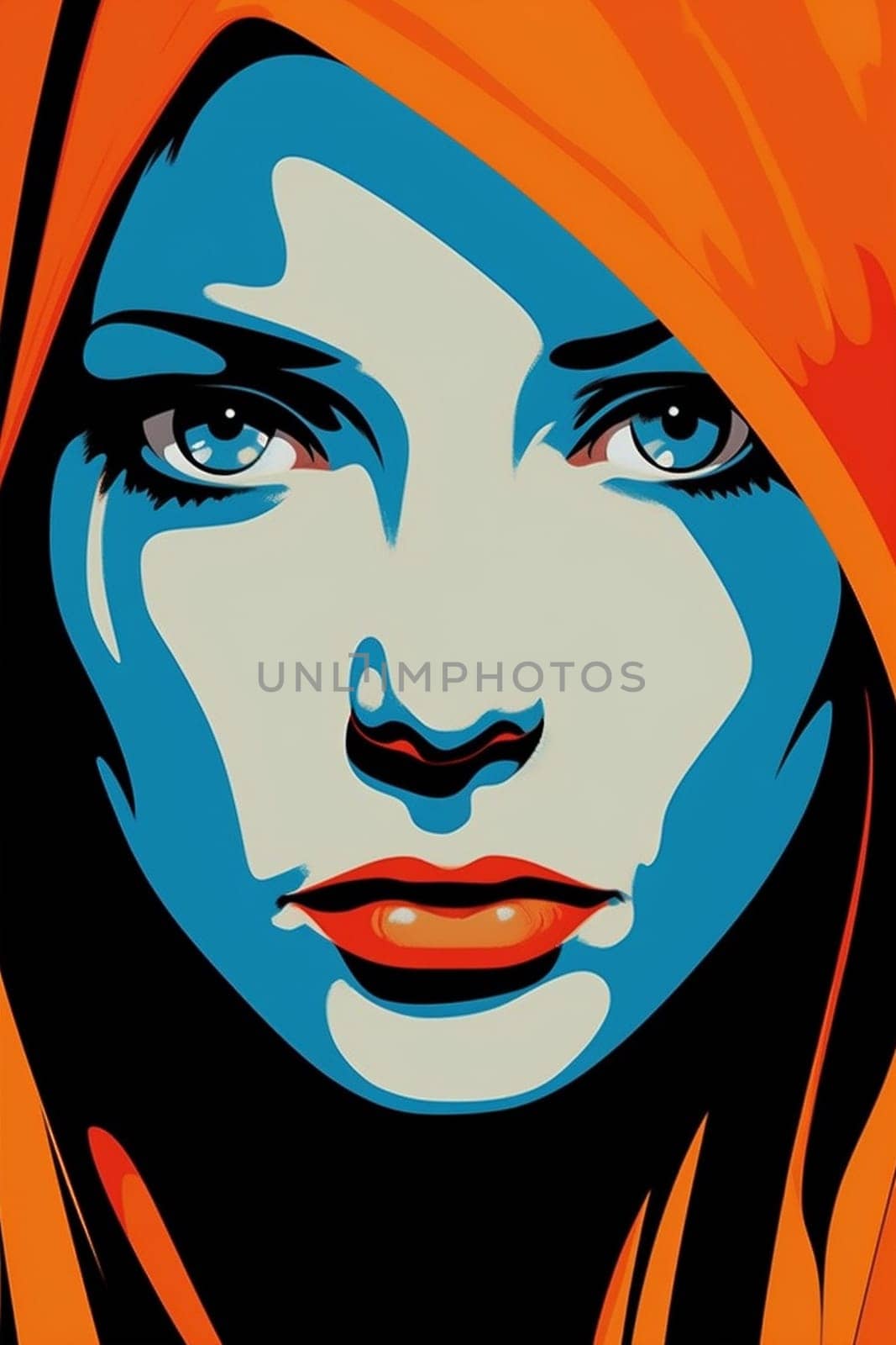 fashion woman girl retro comic style poster face art illustration wow. Generative AI. by Vichizh