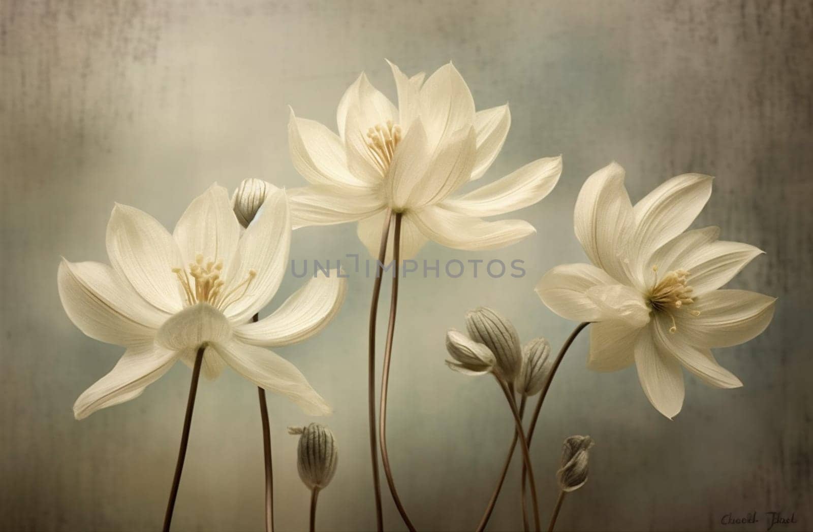 floral natural nature minimal beige flower background concept pastel autumn vintage. Generative AI. by Vichizh