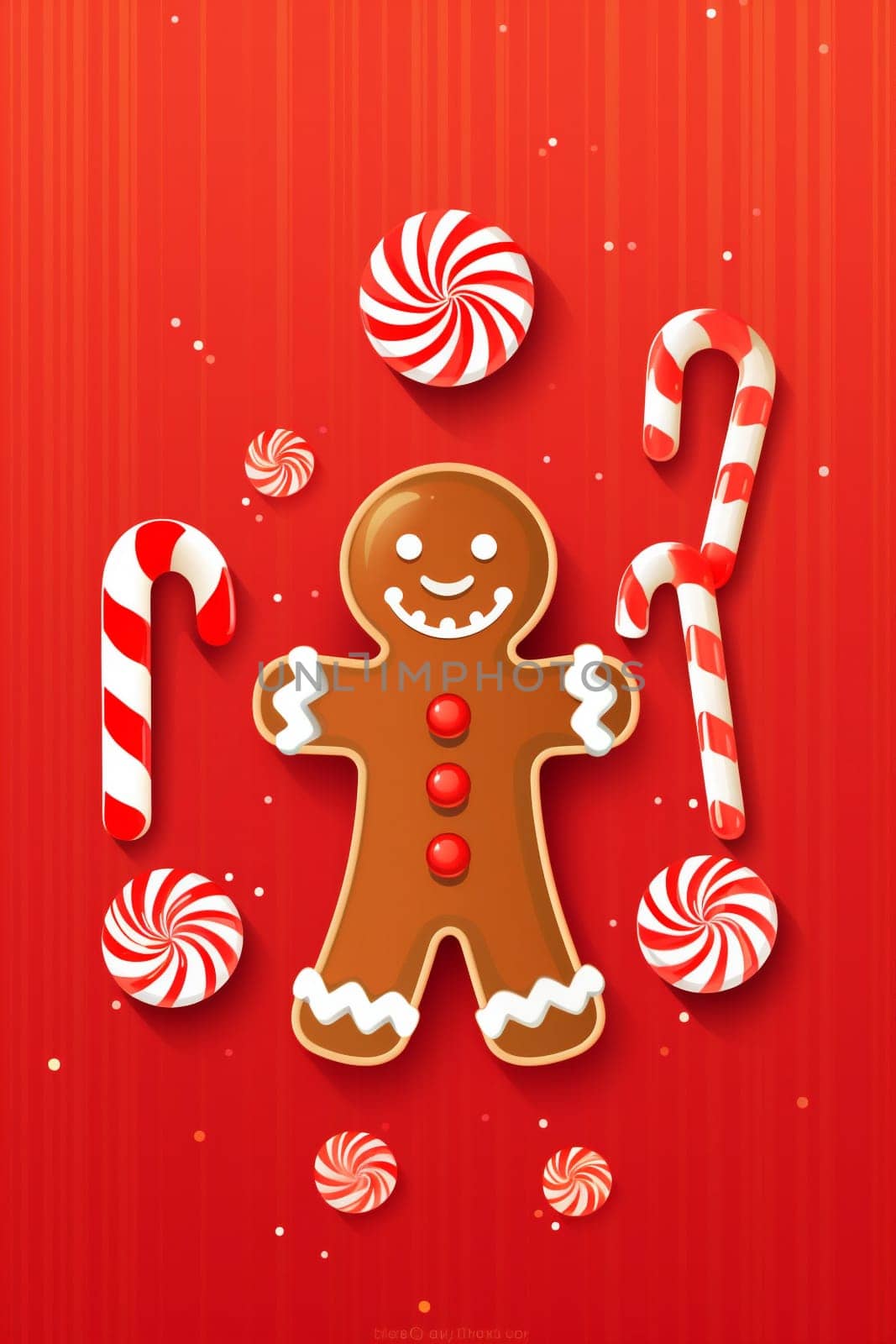 man sweet gingerbread year food decor decoration holiday christmas red background cookie. Generative AI. by Vichizh