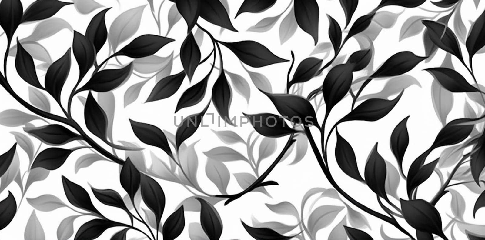 plant flower black floral leaf wallpaper illustration design pattern decoration. Generative AI. by Vichizh