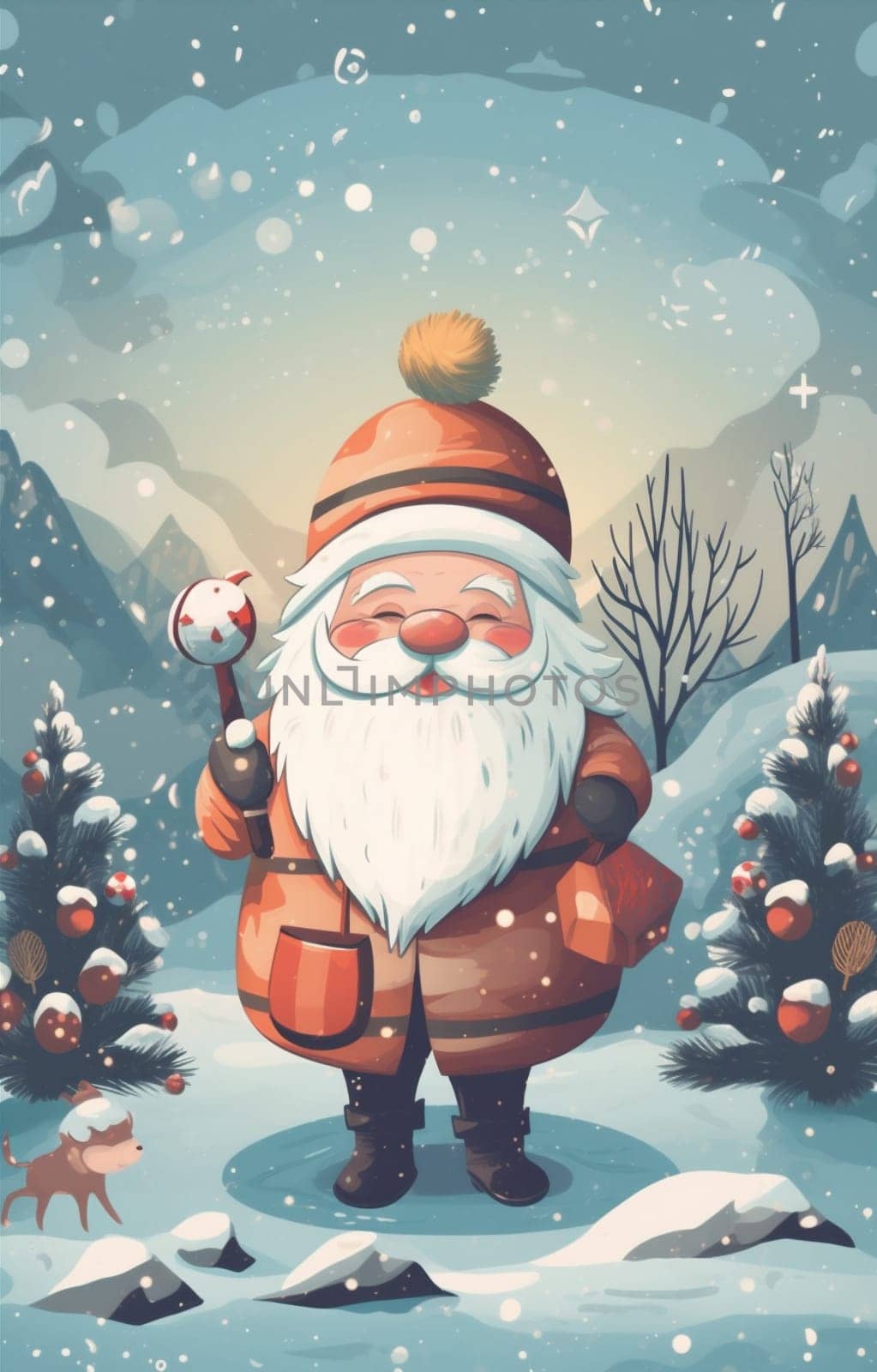 man male santa mug claus holiday merry cute home christmas domicile. Generative AI. by Vichizh