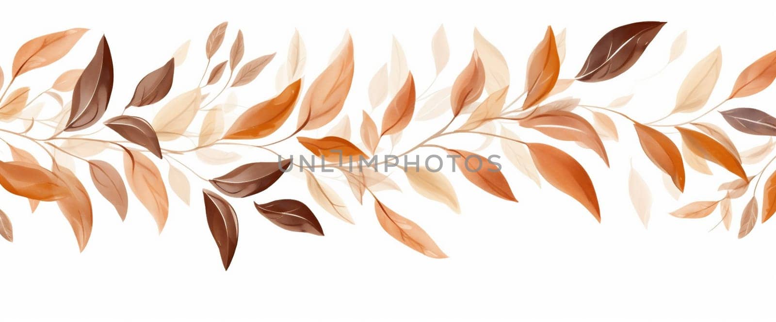 background september orange autumn seasonal plant watercolor nature decoration leaf fall. Generative AI. by Vichizh