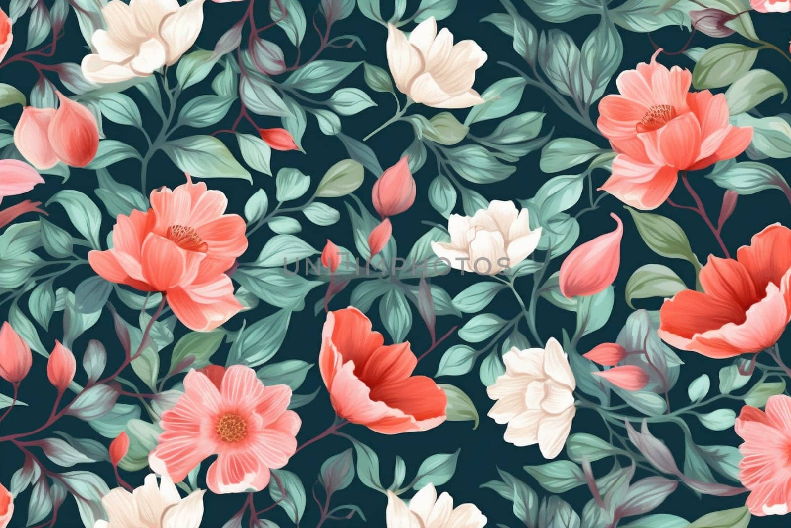 textile summer fabric pattern leaf drawing art wallpaper spring flower. Generative AI. by Vichizh