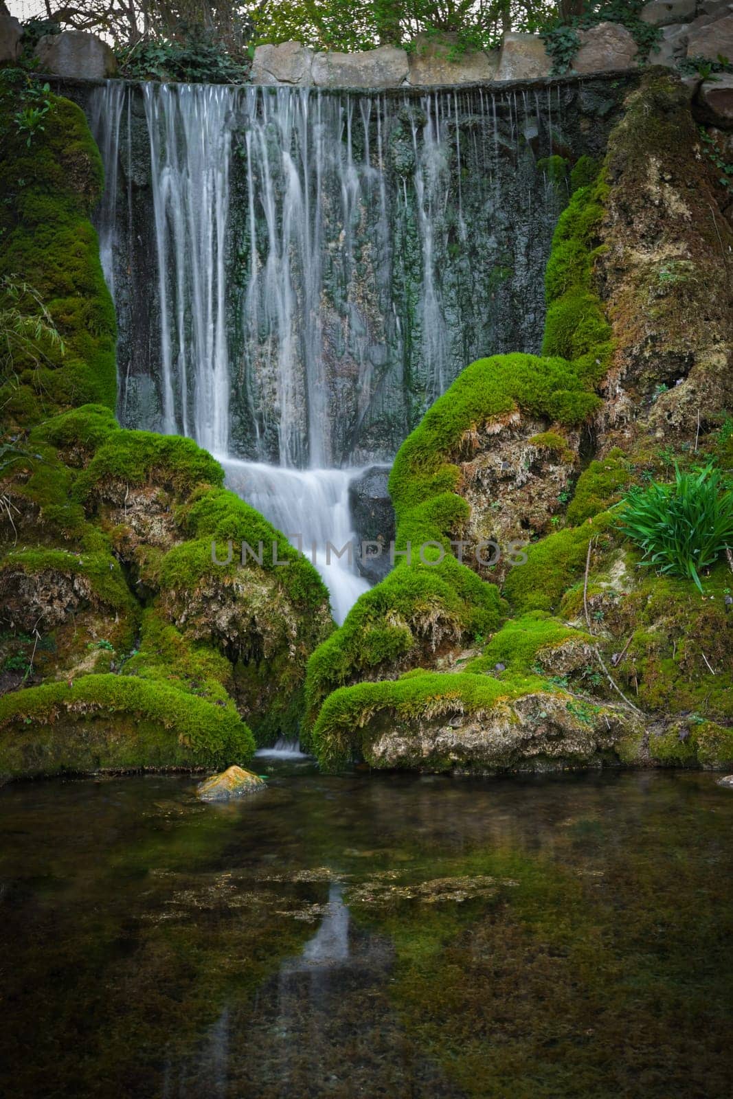 Waterfall in the park long exposure