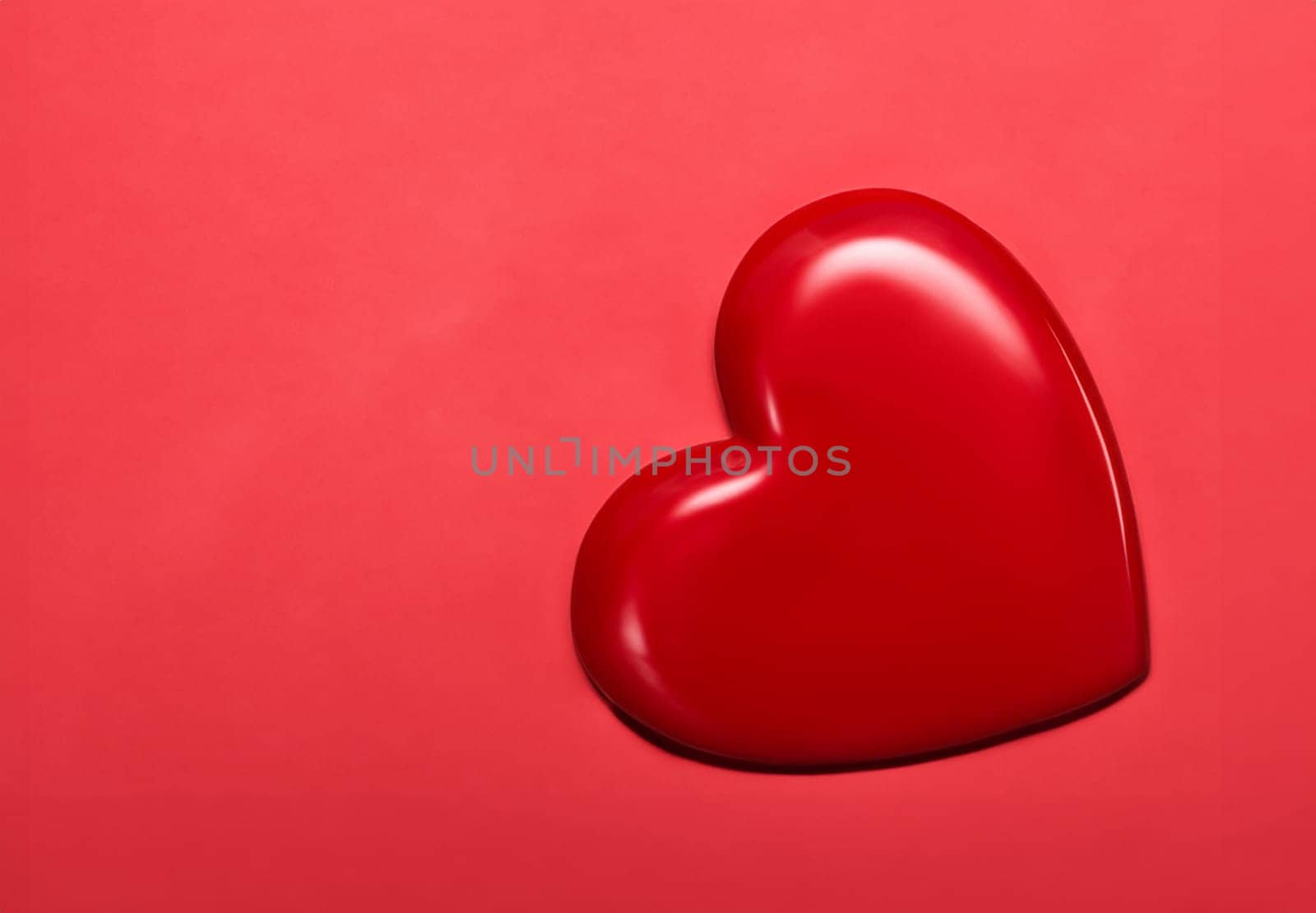 red 3d valantines heart shape on red background card for mothers day or valentines ai generated