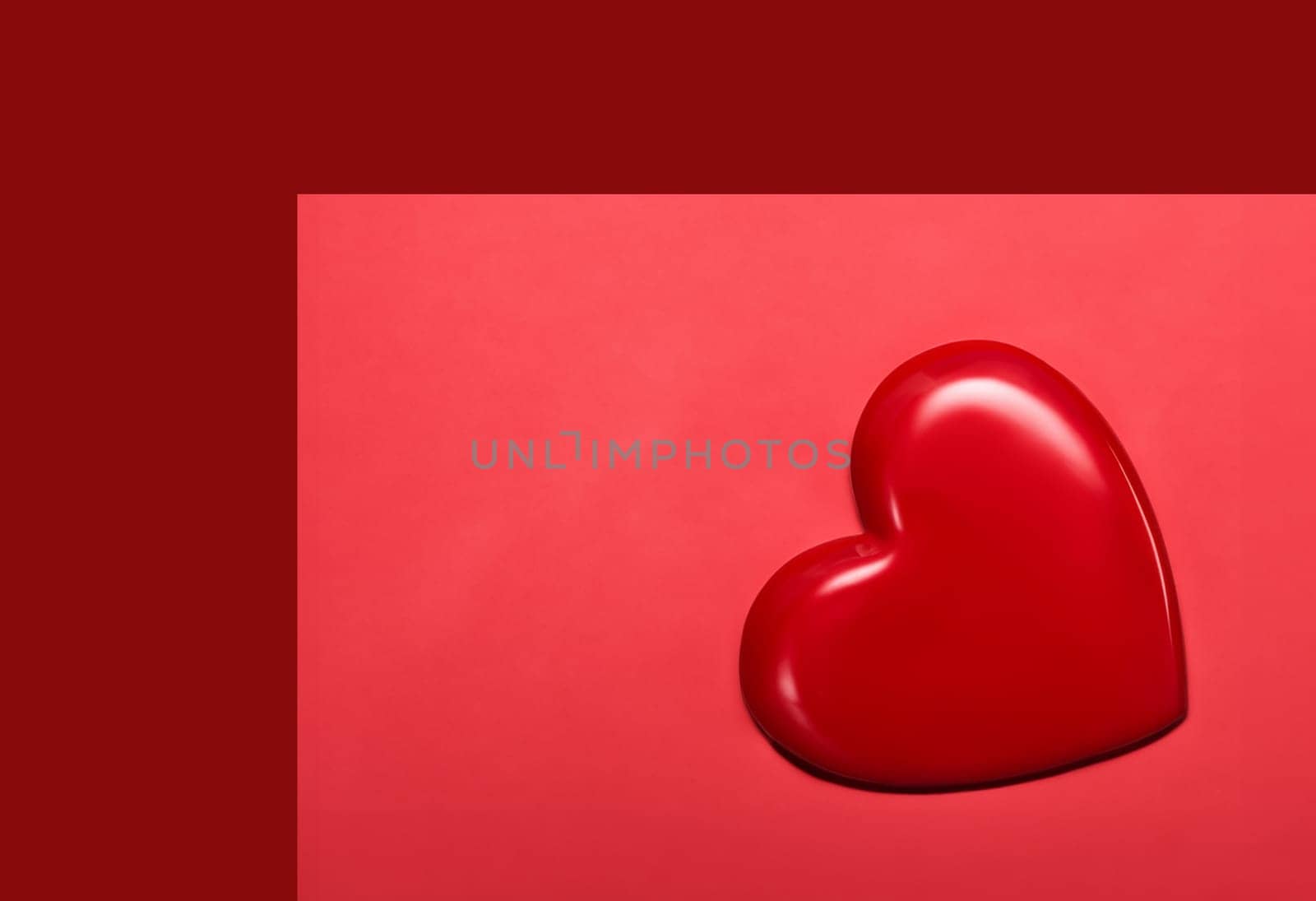 red 3d valantines heart shape on red background by compuinfoto
