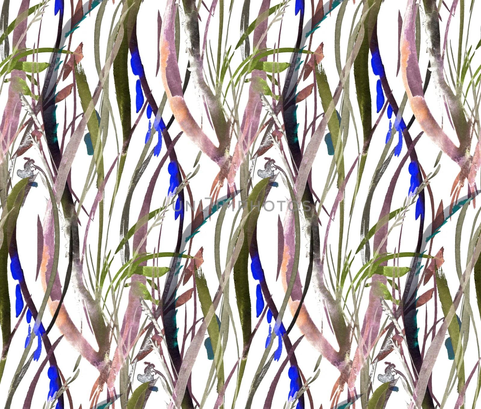 Watercolor floral seamless pattern symmetrical and vertical by MarinaVoyush