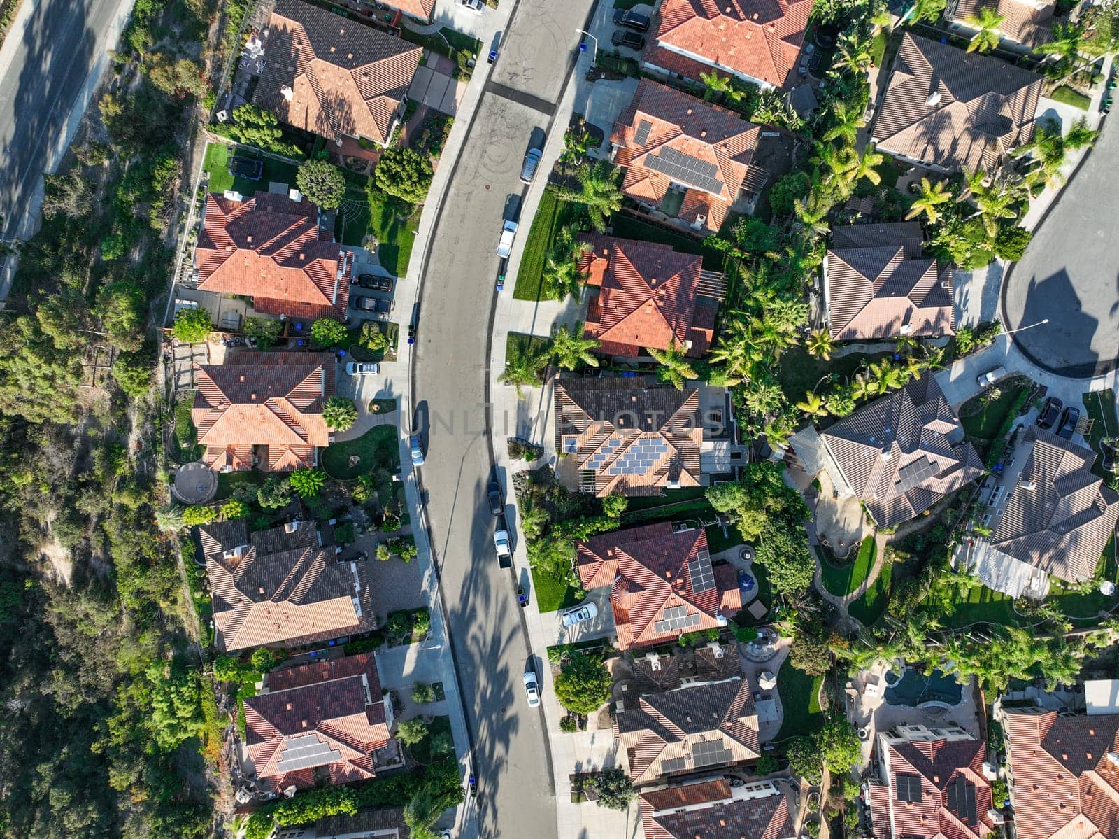 Aerial view of houses in Vista, Carlsbad in North County of San Diego, California. USA