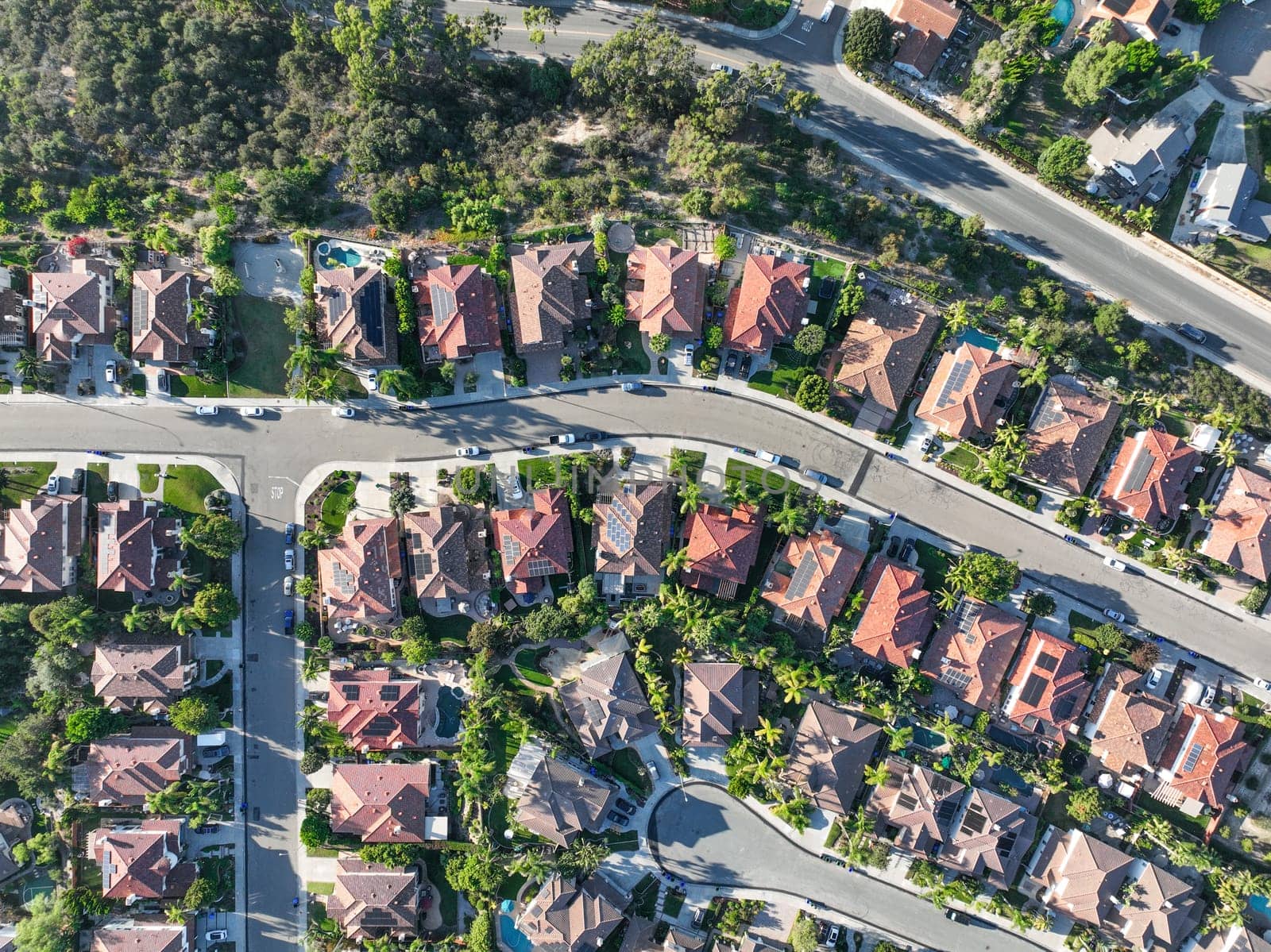 Aerial view of houses in Vista in San Diego Carlsbad by Bonandbon