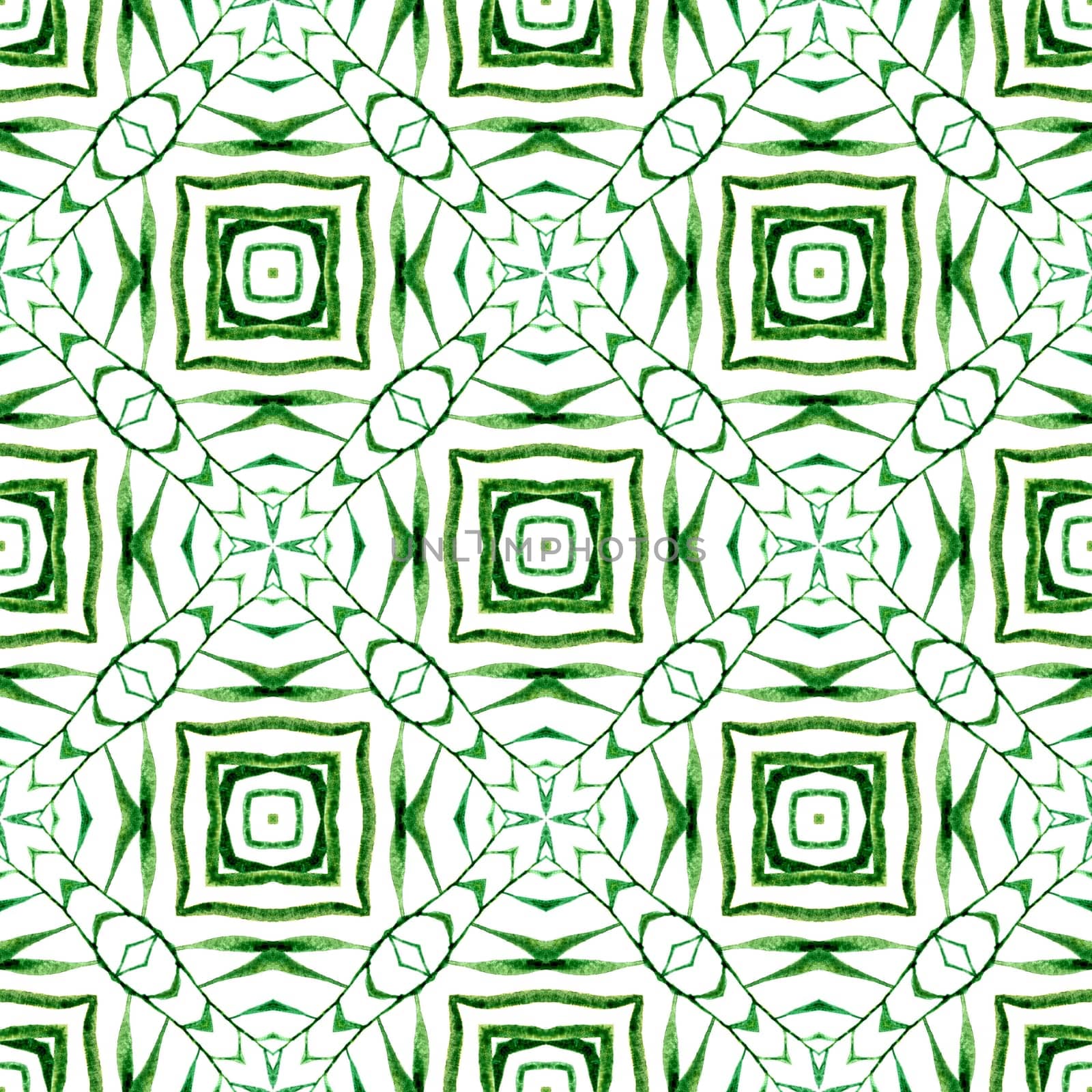Organic tile. Green bold boho chic summer design. Trendy organic green border. Textile ready creative print, swimwear fabric, wallpaper, wrapping.