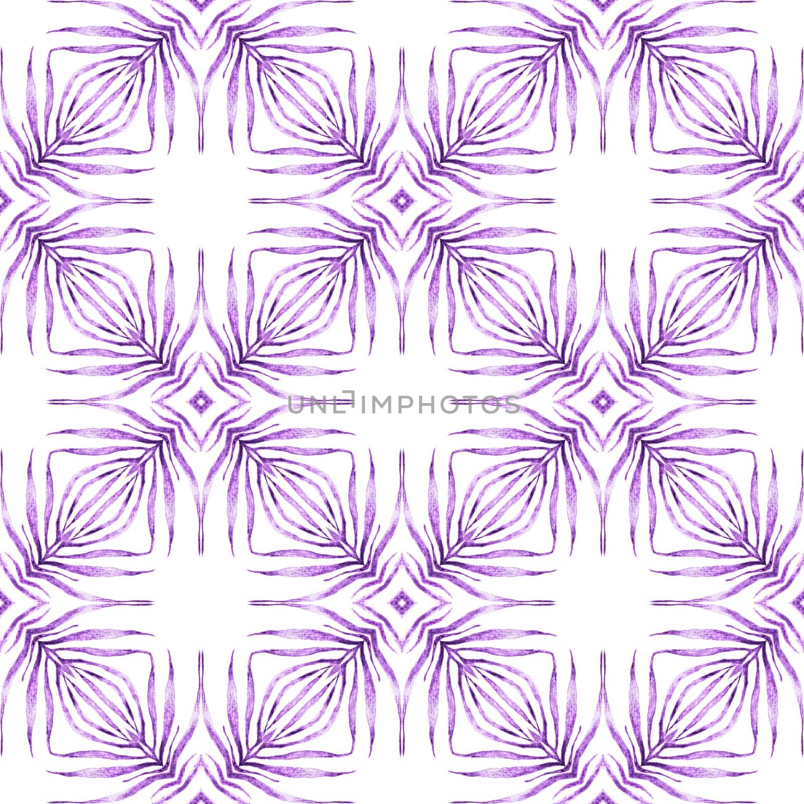 Textile ready breathtaking print, swimwear fabric, wallpaper, wrapping. Purple outstanding boho chic summer design. Hand drawn green mosaic seamless border. Mosaic seamless pattern.