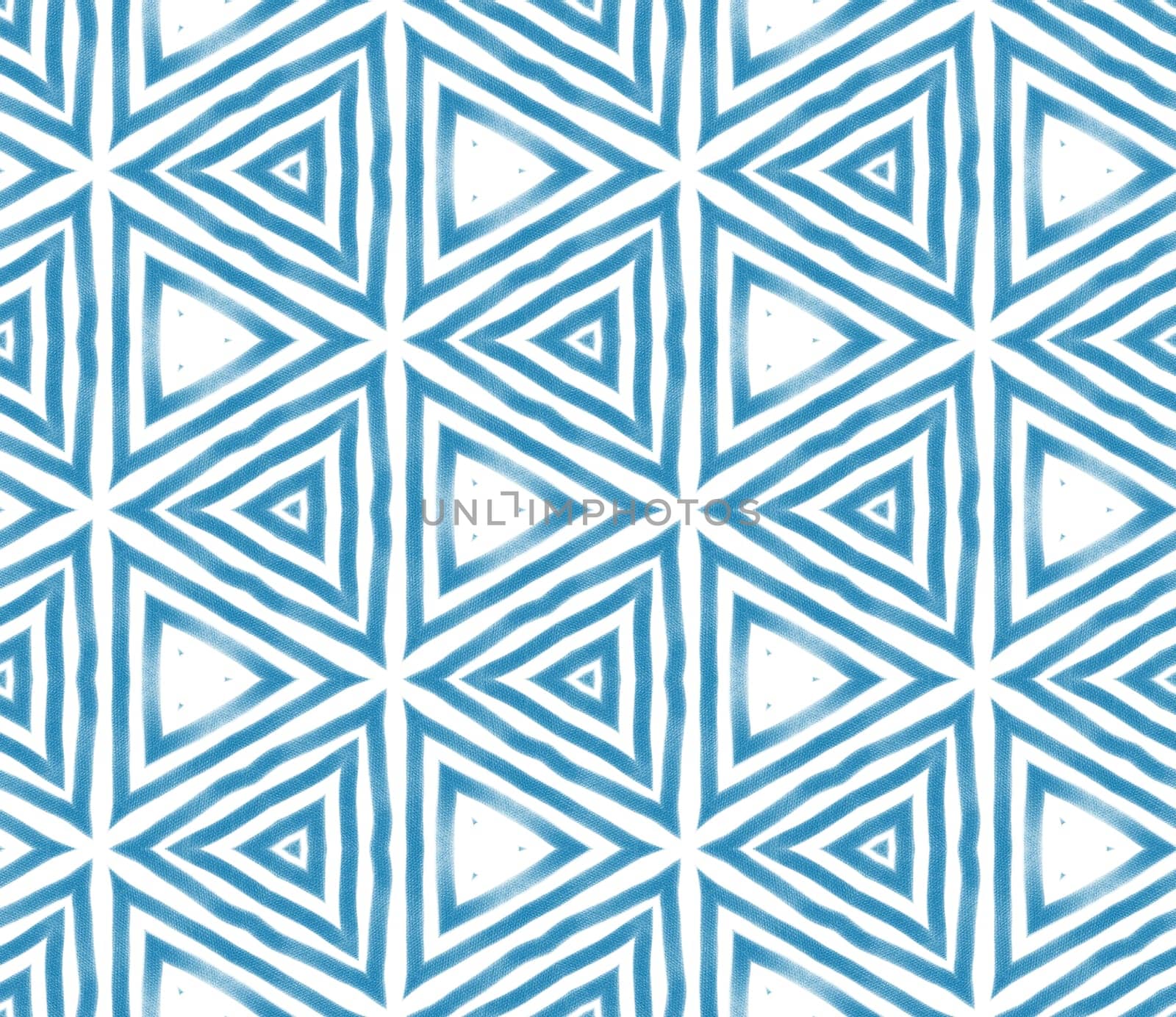 Geometric seamless pattern. Blue symmetrical kaleidoscope background. Textile ready gorgeous print, swimwear fabric, wallpaper, wrapping. Hand drawn geometric seamless design.