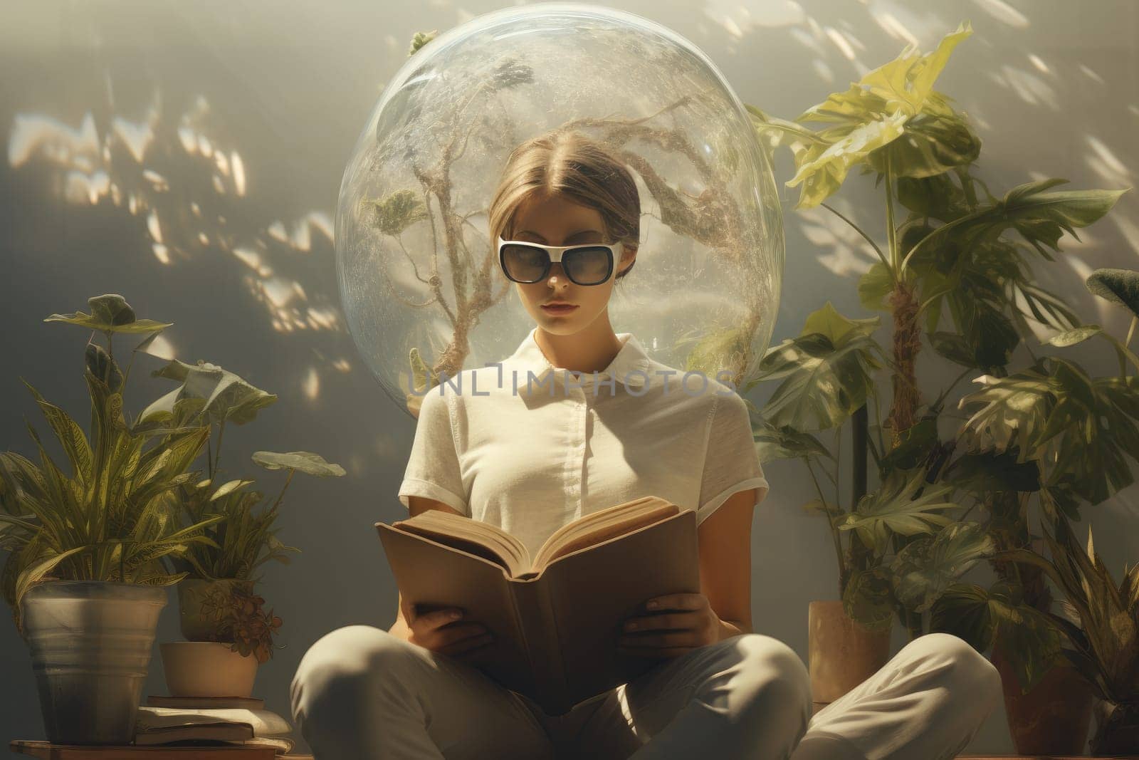 A girl reads a book about self-discovery and growth