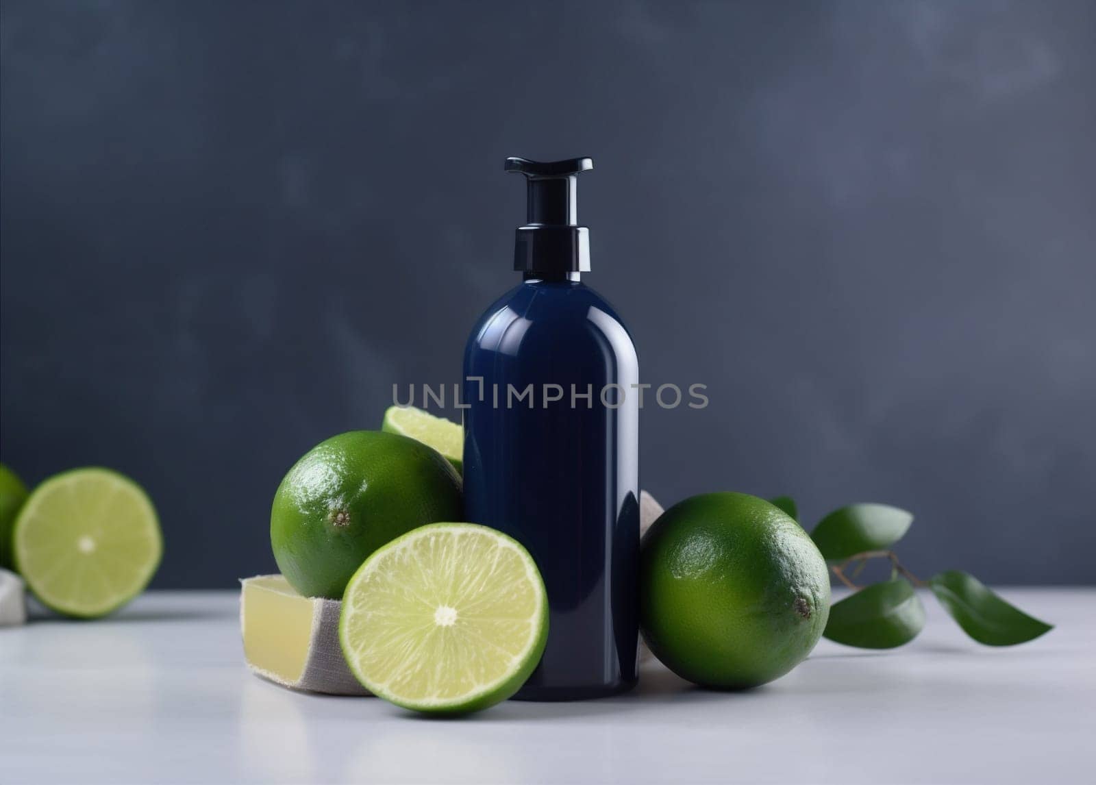body bottle skincare oil lemon spa lime organic natural treatment. Generative AI. by Vichizh