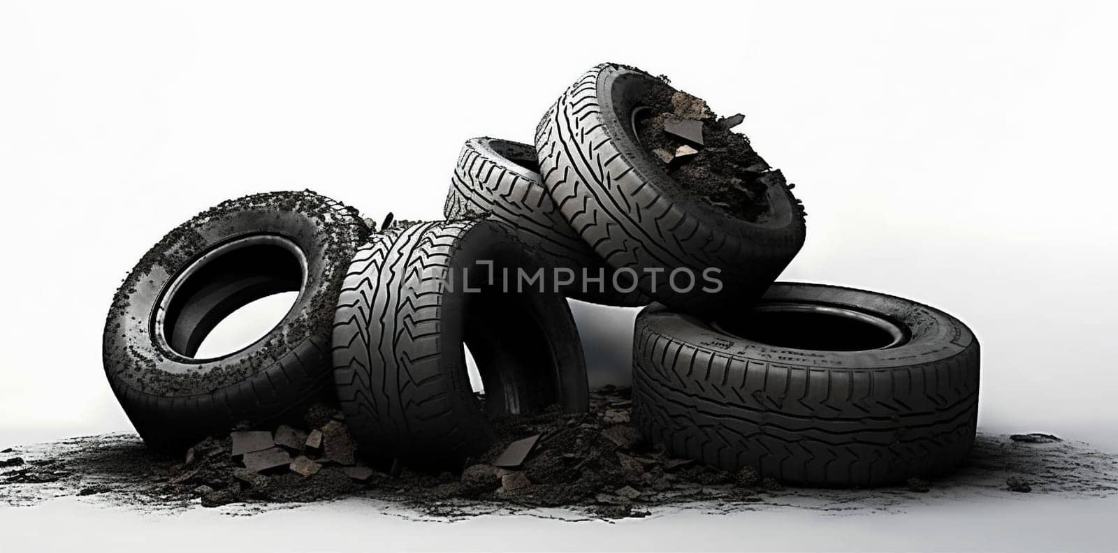 tyre wheel object automobile rubber auto tire isolated car background drive. Generative AI. by Vichizh