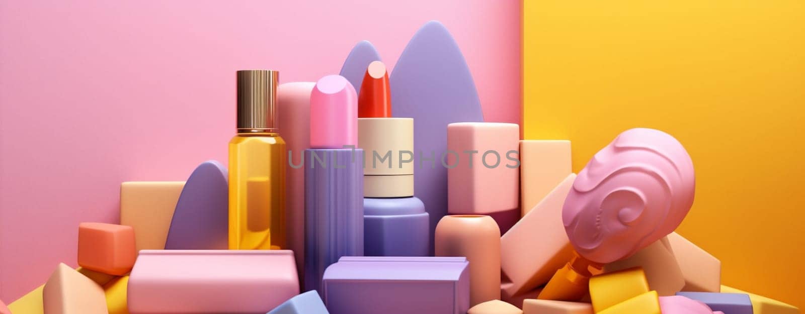 white glamour background set facial cosmetic group fashion product online beauty advertising spa layout decorative object accessory skincare composition lipstick makeup. Generative AI.