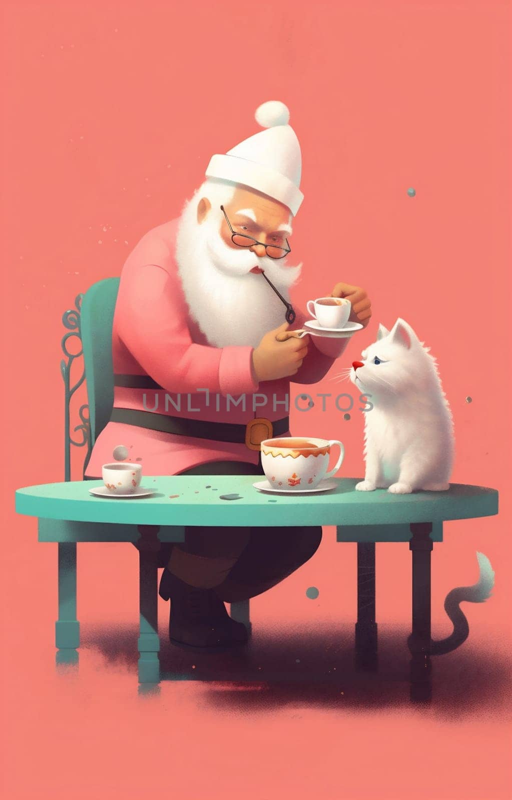 drink man claus hot christmas male holiday home merry mug cute santa. Generative AI. by Vichizh