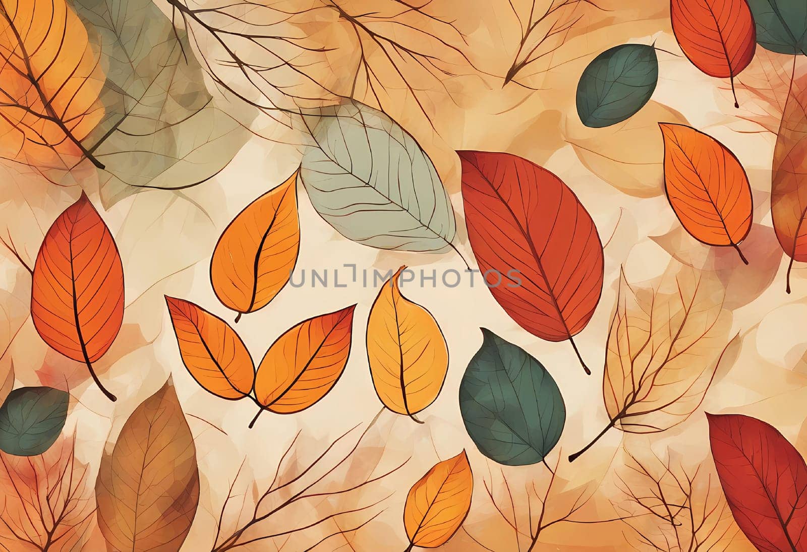Autumn background. Autumn colored leaves with background in abstract autumn colors by rostik924