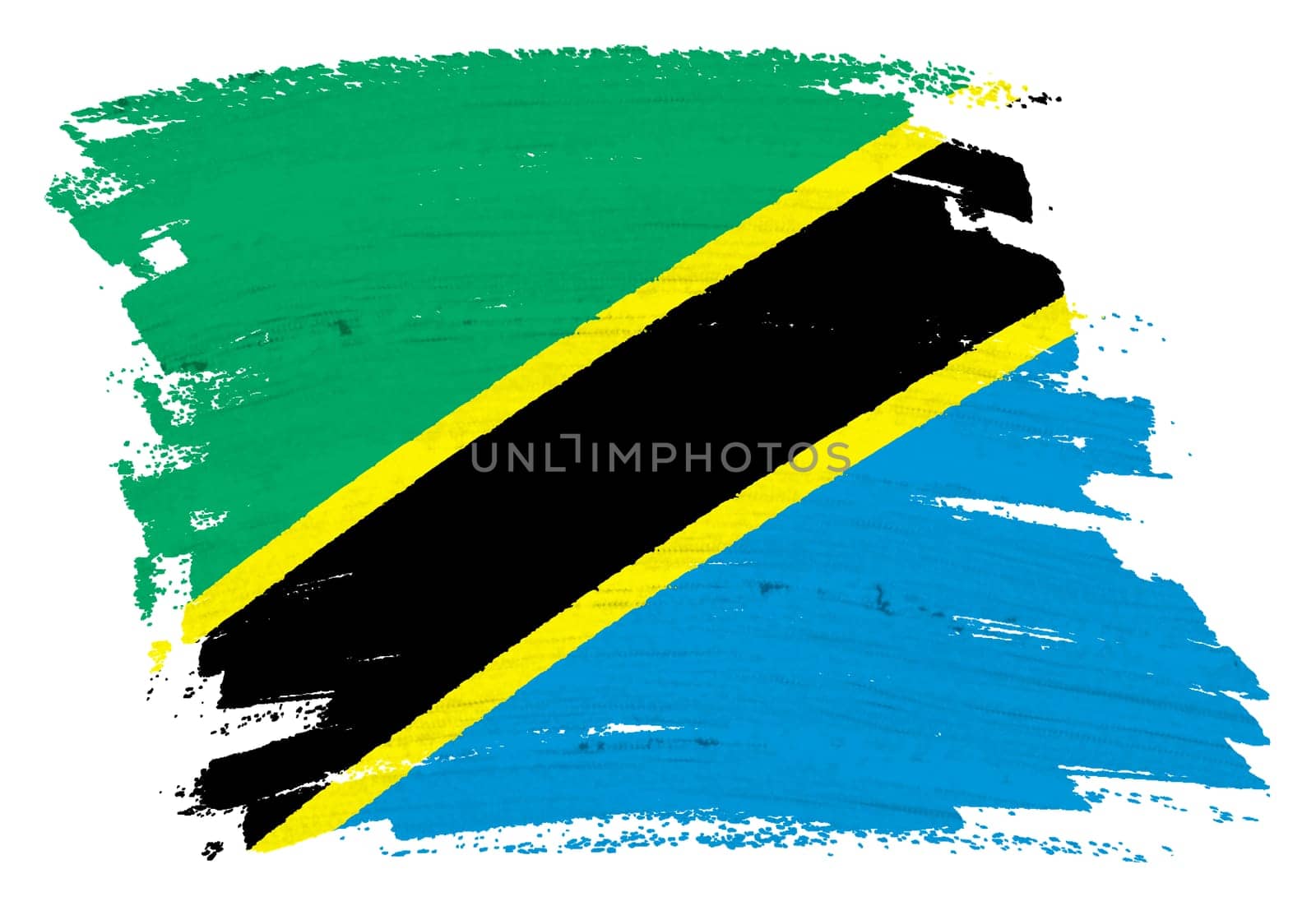 A Tanzania flag background paint splash brushstroke 3d illustration with clipping path