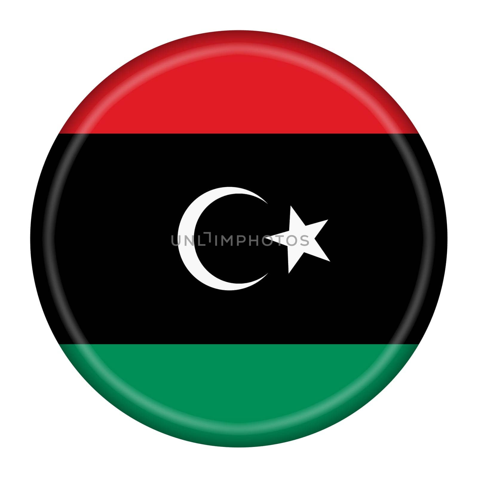 A Libya flag button 3d illustration with clipping path