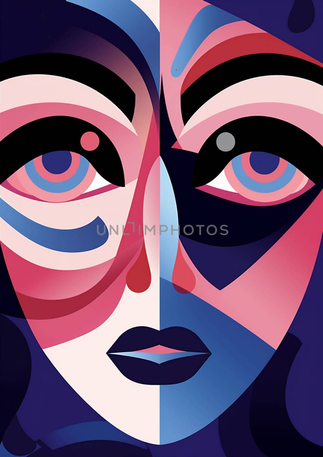 woman illustration man design graphic competition human facial sign portrait healthy face cubist abstract sport lifestyle fashion modern poster black cubism style. Generative AI.