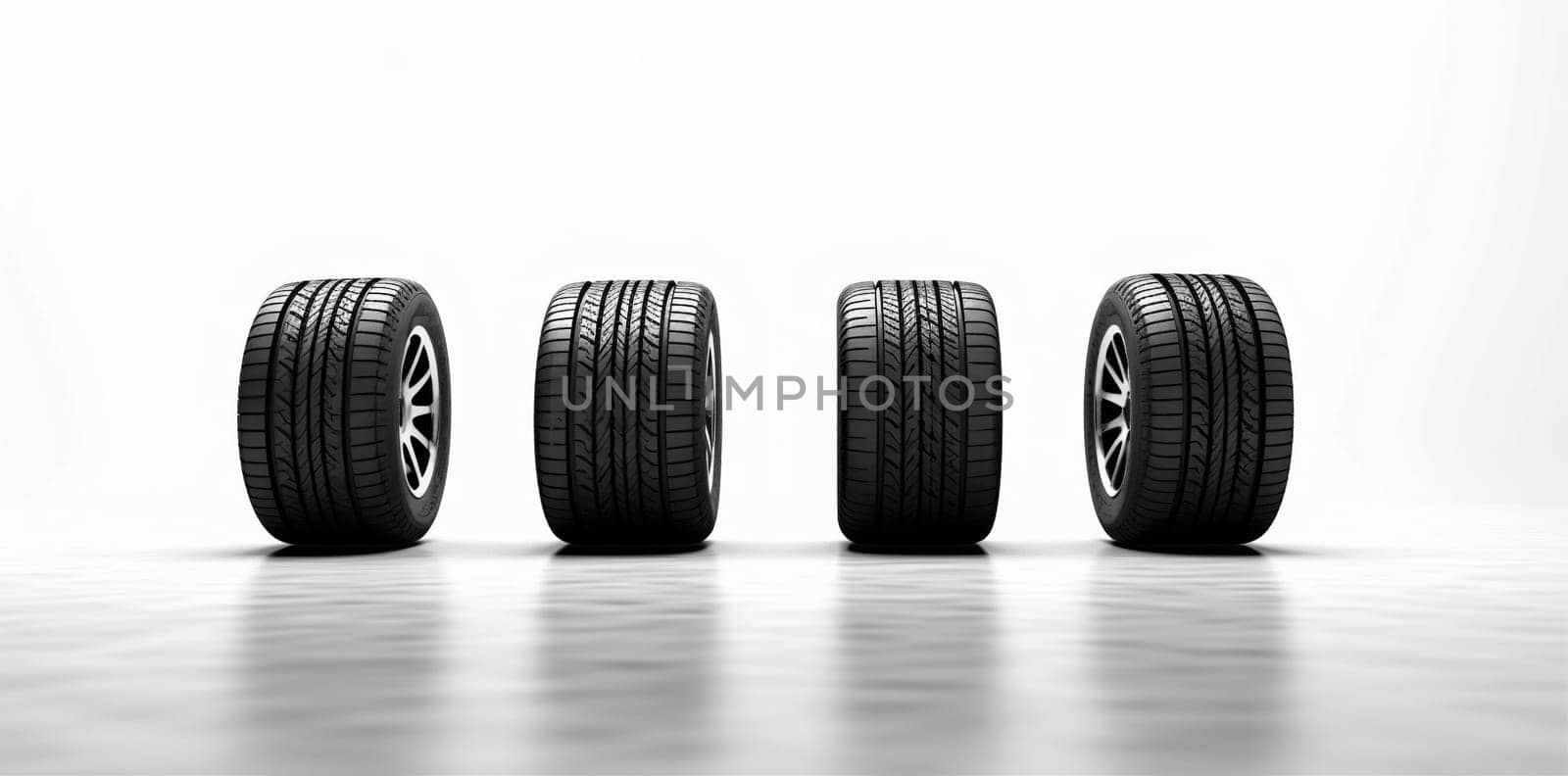 auto tyre automobile object race background rubber wheel isolated tire car. Generative AI. by Vichizh