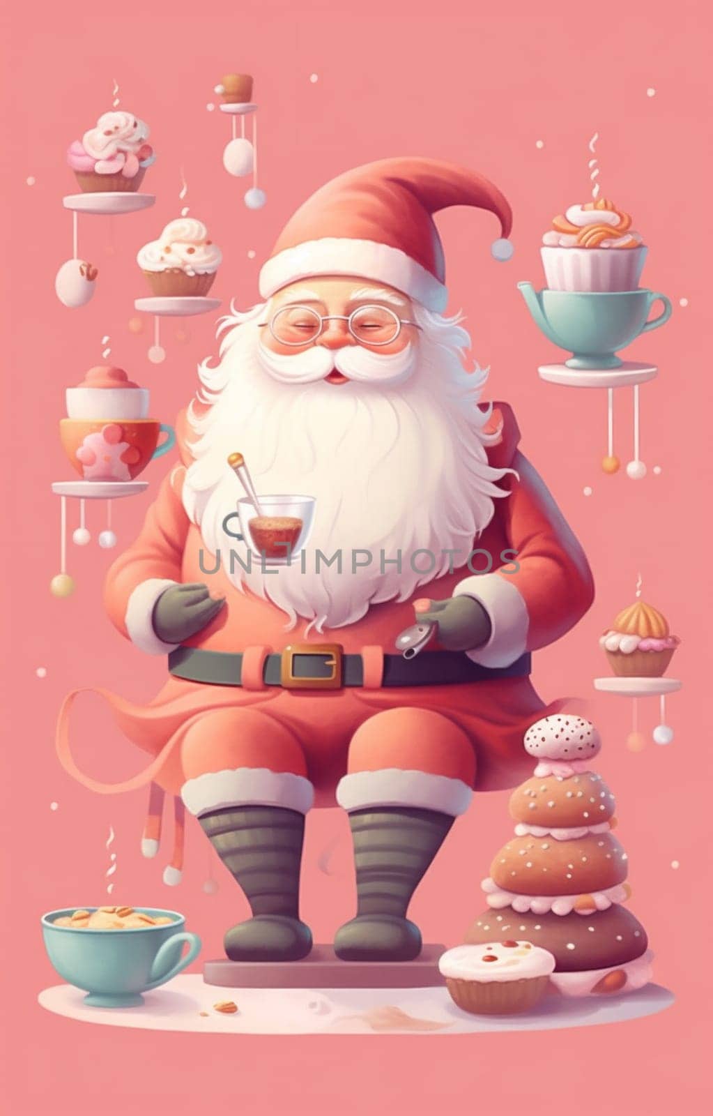 abode man claus cute mug santa home merry christmas holiday male. Generative AI. by Vichizh