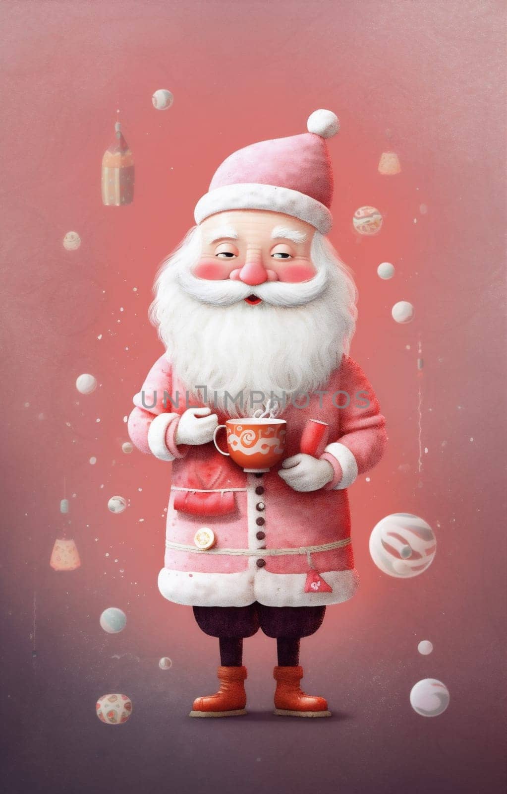 holiday man home christmas male claus cute mug santa merry calm. Generative AI. by Vichizh