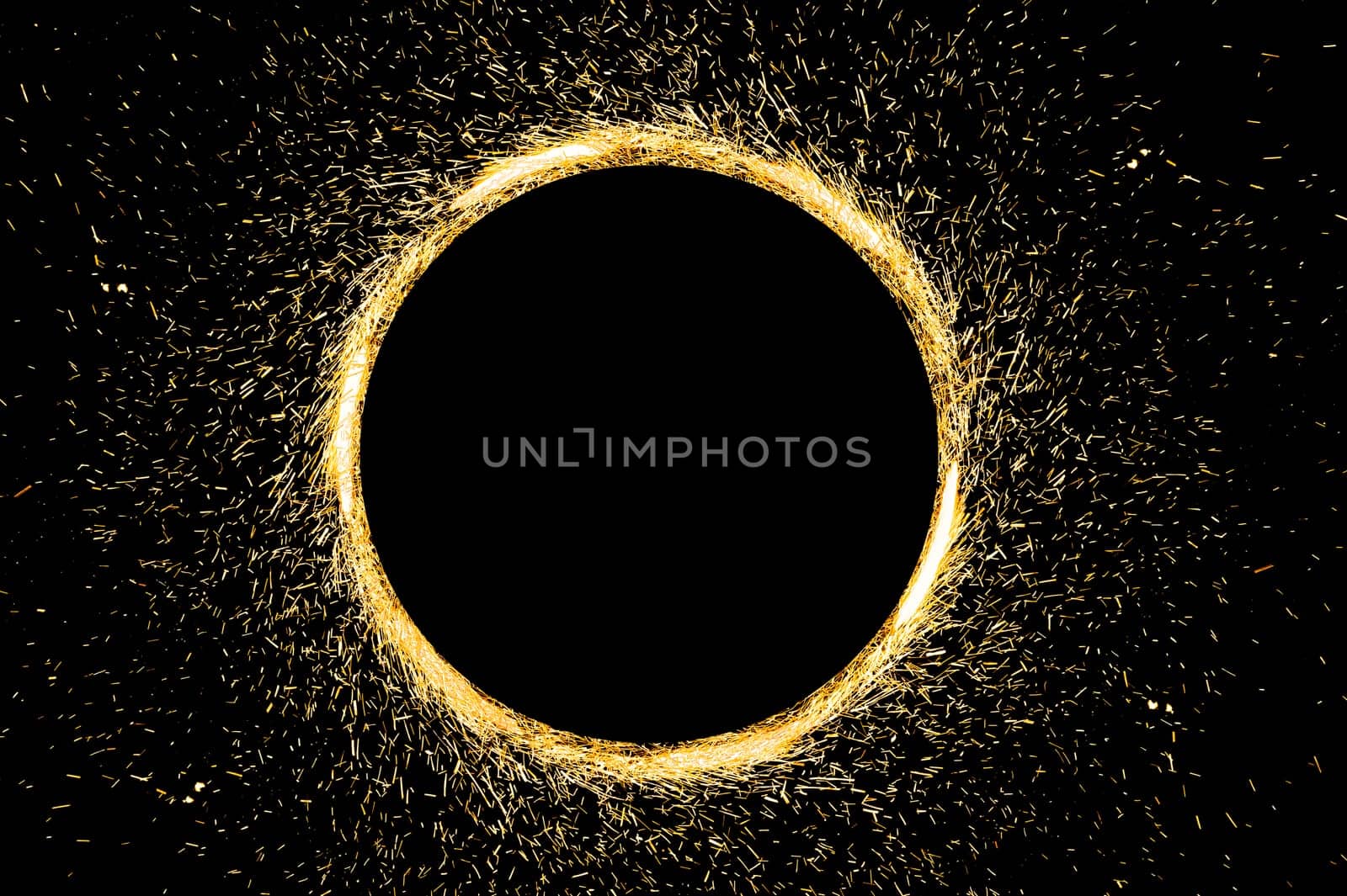 circle light frame on black background by sarayut_thaneerat