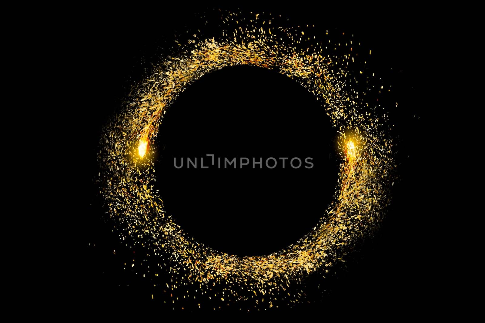 circle light frame on black background