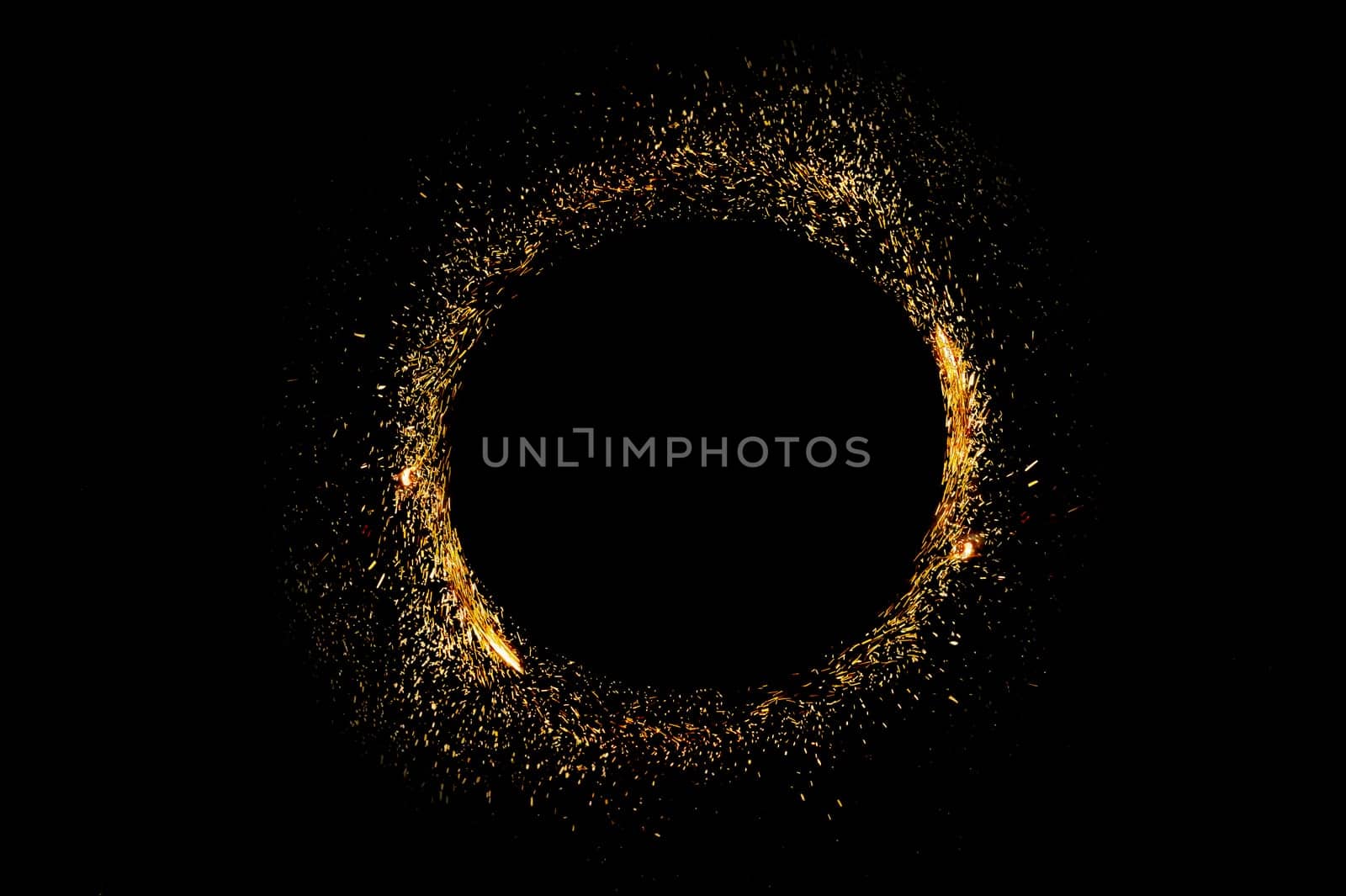 circle light frame on black background by sarayut_thaneerat