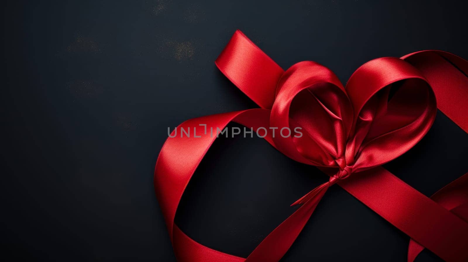 red ribbon in the shape of a heart on a dark background by Alla_Yurtayeva