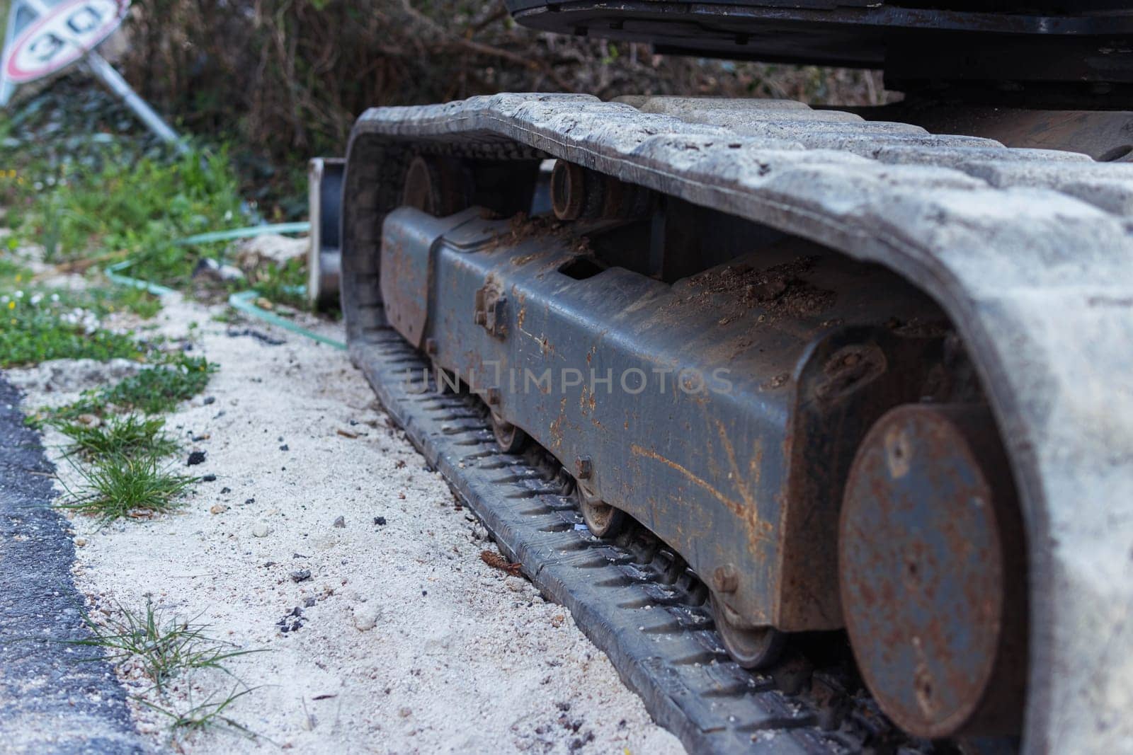 caterpillar excavator, close-up, background, photo special equipment by PopOff