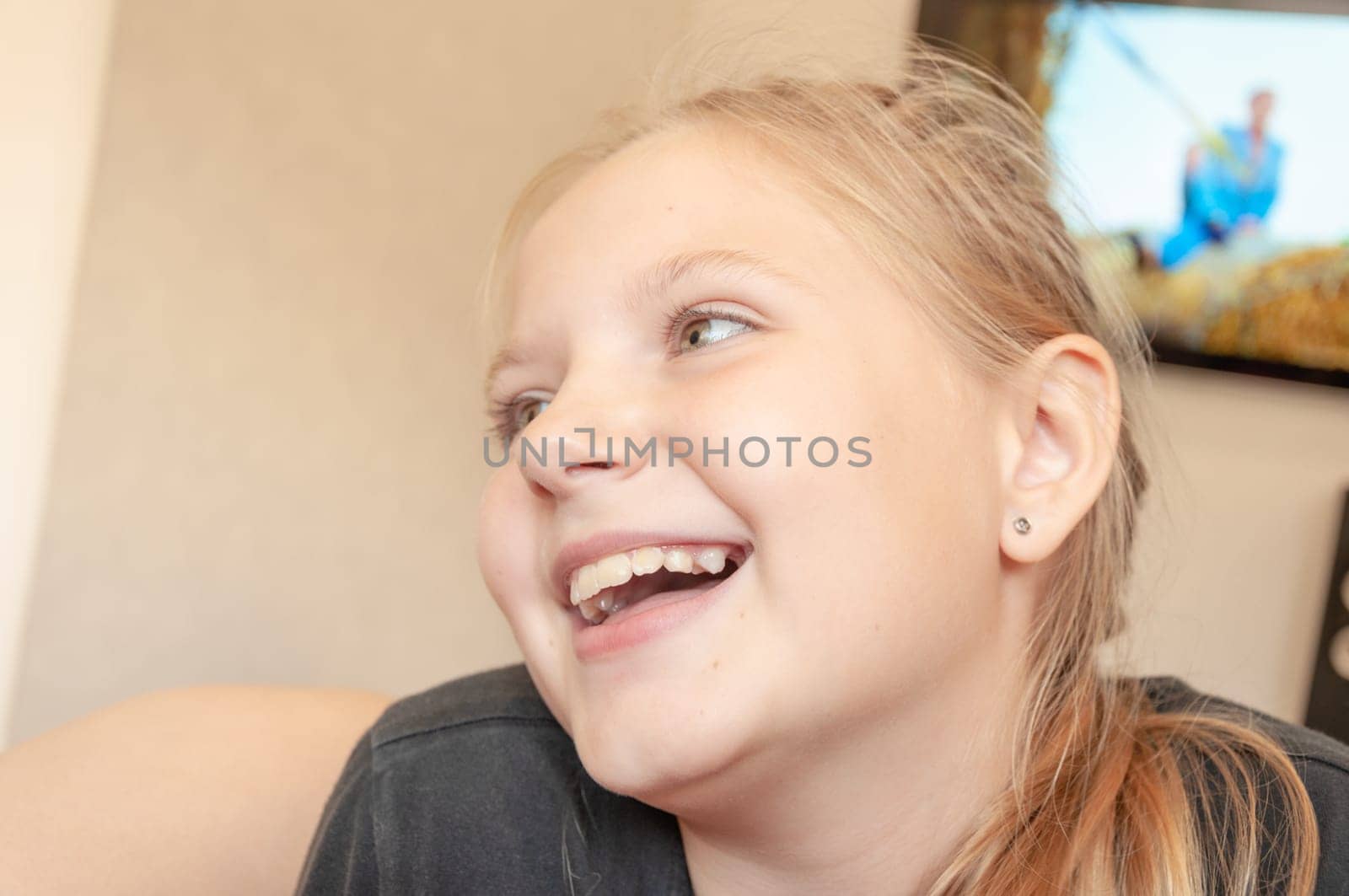 happy girl smiling close up concept of beautiful caucasian girl with healthy teeth posing and smiling by PopOff