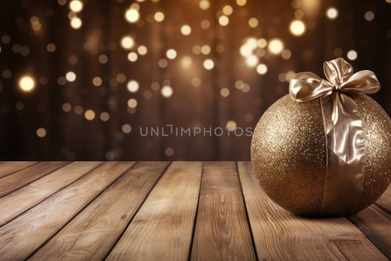 Wooden with copy space Background Christmas concept. Generative AI by itchaznong