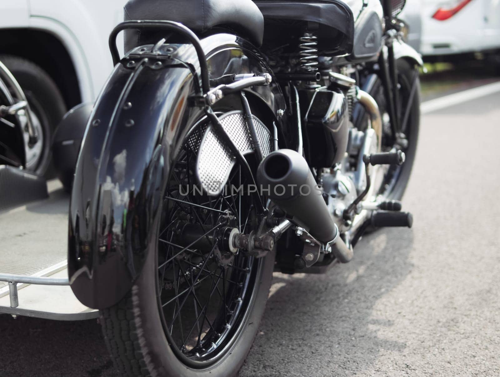 close-up of a wheel on a motorcycle rear view of the rear wheel. High quality photo