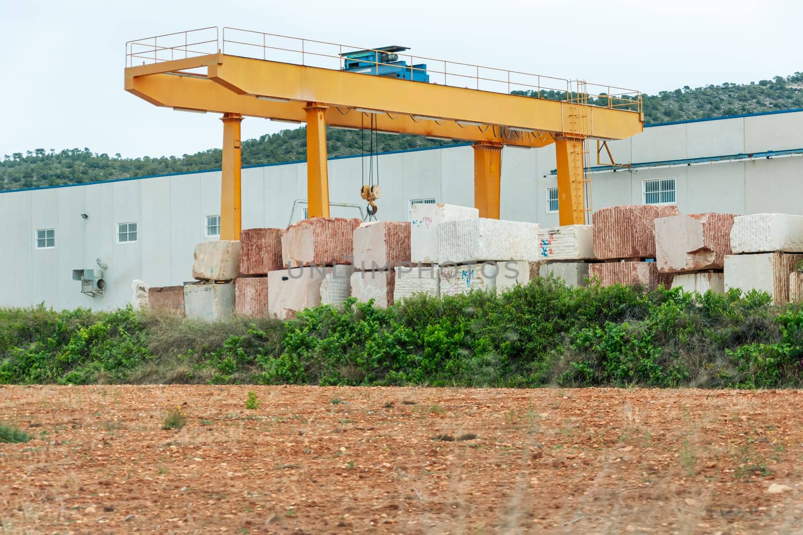 marble quarry plant, close-up on marble there is a place for an inscription by PopOff