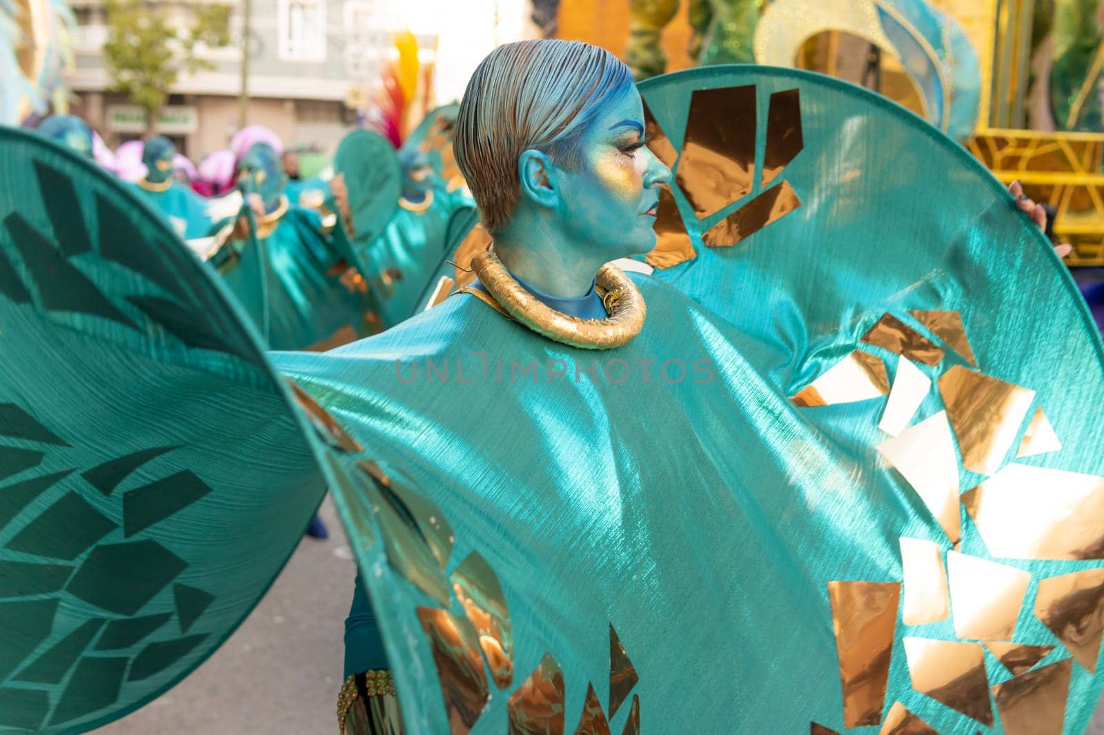 Carnival in Spain, the city of Torrevieja, February 12, 2023, people walk at the carnival. High quality photo