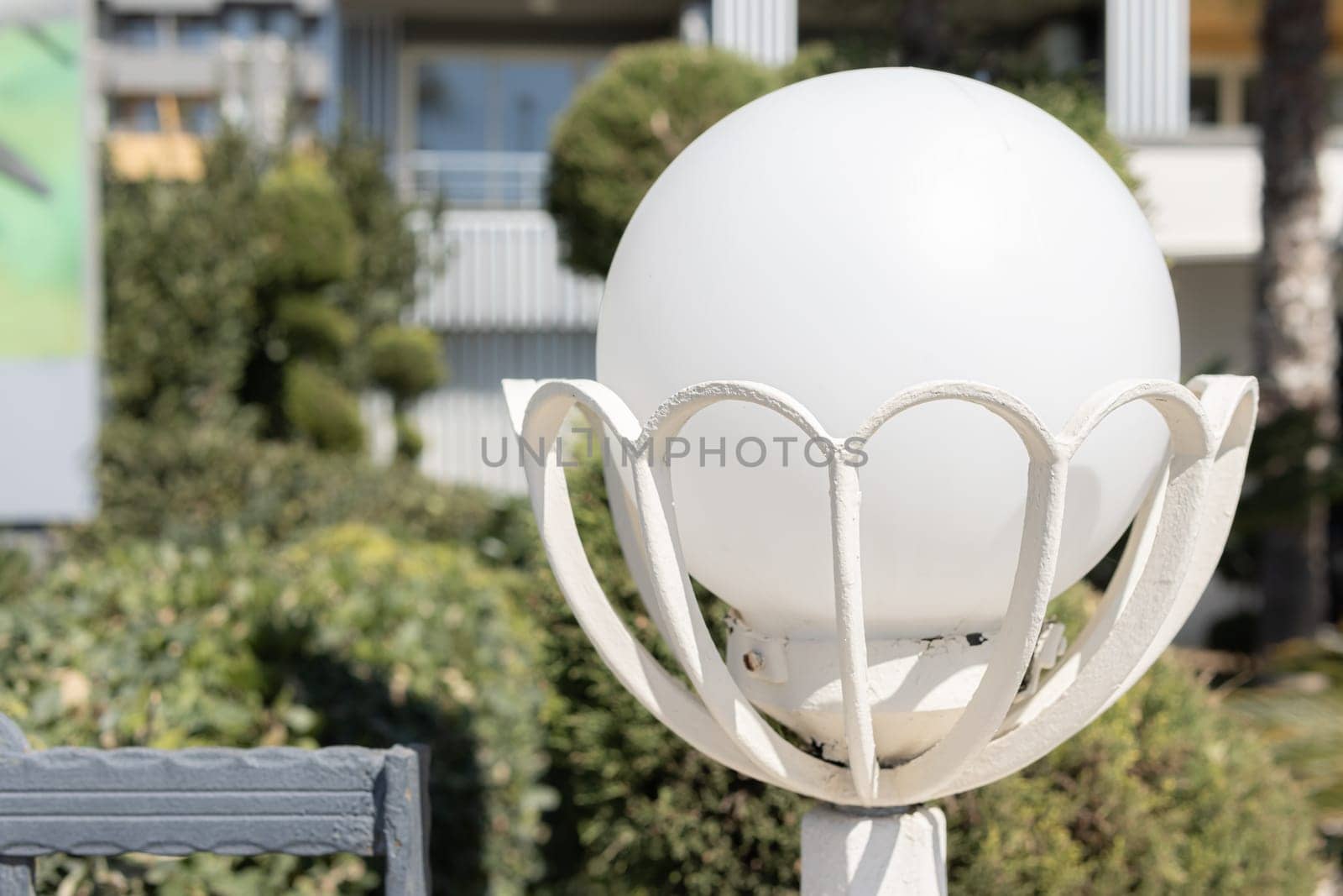 beautiful white lantern on the street close-up. High quality photo