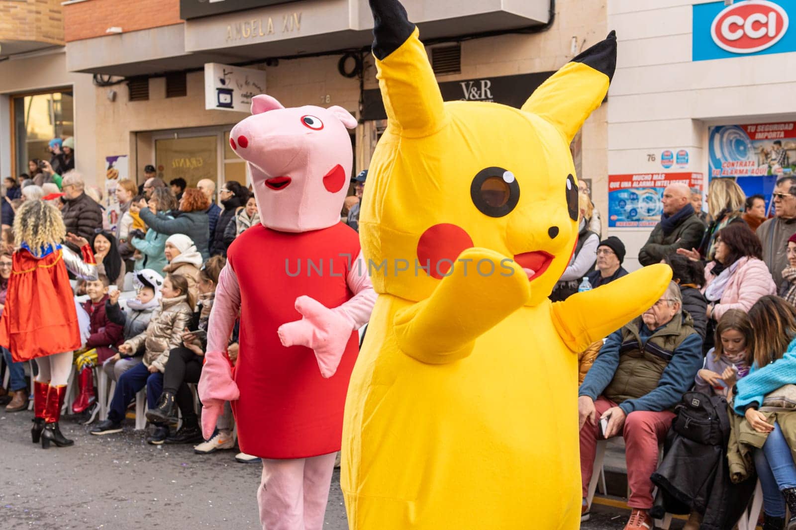 Carnival in Spain, the city of Torrevieja, February 12, 2023, people walk at the carnival. High quality photo