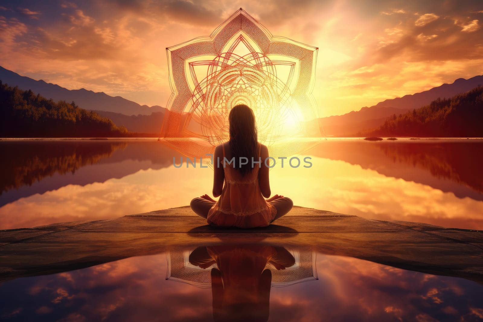 Mindful Sunset Meditation in Nature's Beauty - Yoga Stock Photo by Yurich32