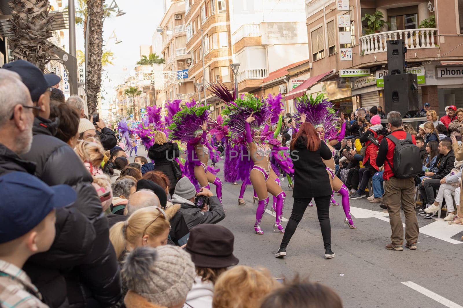 Carnival in Spain, the city of Torrevieja, February 12, 2023, people walk at the carnival. High quality photo